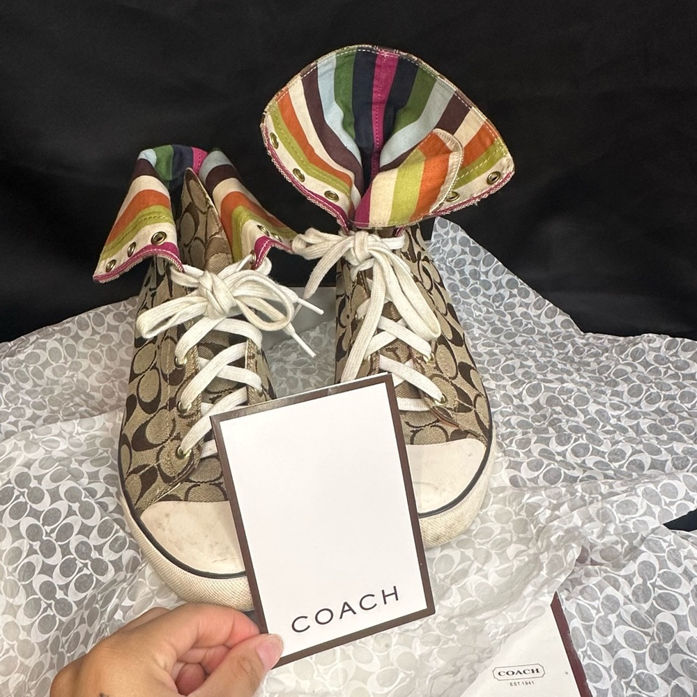 Coach Brown High-Top Sneakers with Signature Design